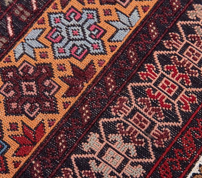 【一点物】バルーチ　カル・ムハマディ族　遊牧民による草木染め手織りトライバルキリム スマック織り - 約185cm x 122cm 13 - 柄をアップにしました