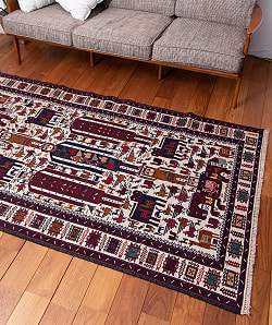 【一点物】バルーチ　カル・ムハマディ族　遊牧民による草木染め手織りトライバルキリム スマック織り - 約198cm x 113cm - サブ2