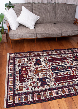 【一点物】バルーチ　カル・ムハマディ族　遊牧民による草木染め手織りトライバルキリム スマック織り - 約198cm x 113cm - サブ4