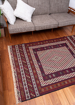 【一点物】バルーチ　カル・ムハマディ族　遊牧民による草木染め手織りトライバルキリム スマック織り - 約188cm x 120cm - サブ4