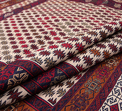 【一点物】バルーチ　カル・ムハマディ族　遊牧民による草木染め手織りトライバルキリム スマック織り - 約188cm x 120cm - サブ5