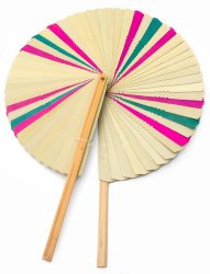 サイケデリック折りたたみバンブーうちわ - ピンク×緑系の商品写真