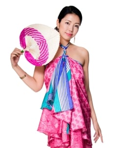 ベトナムの竹製 手作り リーフ型うちわ - 大 - サブ2