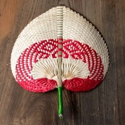 ベトナムの竹製 手作り リーフ型うちわ - 大 - サブ3