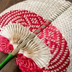 ベトナムの竹製 手作り リーフ型うちわ - 大 - サブ4