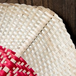 ベトナムの竹製 手作り リーフ型うちわ - 大 - サブ5