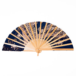 バティック伝統布 バリ島の 竹製扇子大　（36cm） - サブ3