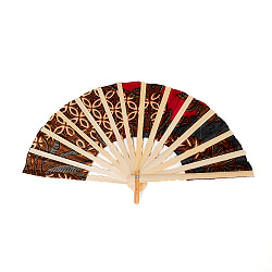 バティック伝統布 バリ島の 竹製扇子小（24cm） - サブ3