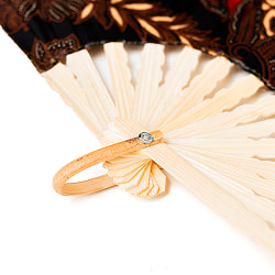 バティック伝統布 バリ島の 竹製扇子小（24cm） - サブ5