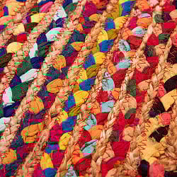 コットンとジュートのカラフル手編みラグ　オーバルタイプ【90×60cm】 - サブ3