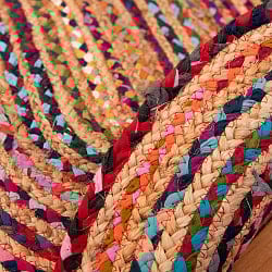 コットンとジュートのカラフル手編みラグ　オーバルタイプ【90×60cm】 - サブ5