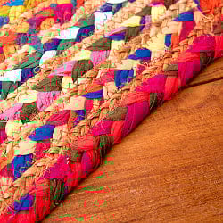 コットンとジュートのカラフル手編みラグ【90×60cm】 - サブ4