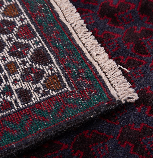 遊牧民バローチの手織り絨毯【約147cm x 90cm】 11 - 裏面はこのような感じになっています