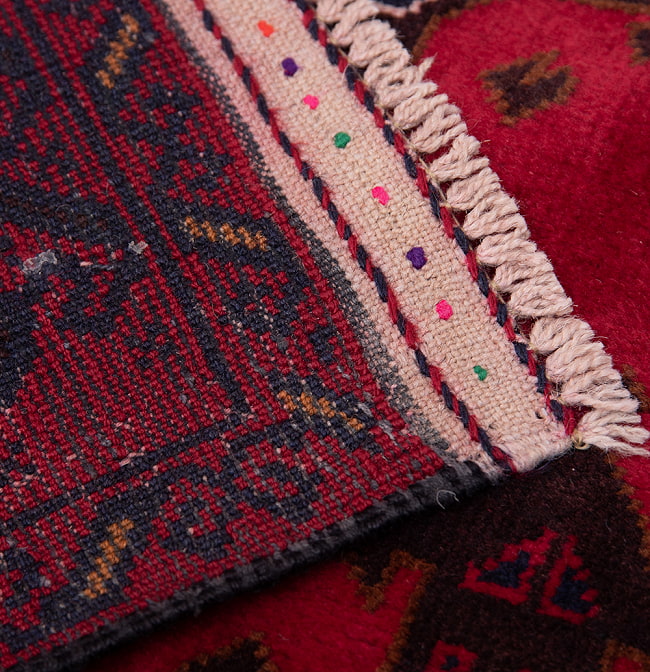 遊牧民バローチの手織り絨毯【約146cm x 82cm】 10 - 裏面はこのような感じになっています