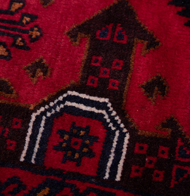 遊牧民バローチの手織り絨毯【約146cm x 82cm】 7 - 柄を拡大してみました