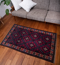 遊牧民バローチの手織り絨毯【約144cm x 85cm】 - サブ2