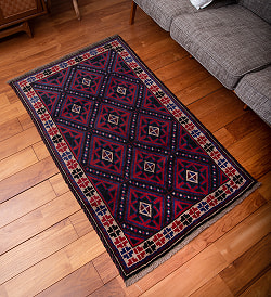 遊牧民バローチの手織り絨毯【約144cm x 85cm】 - サブ3