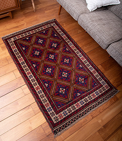 遊牧民バローチの手織り絨毯【約146cm x 90cm】 - サブ3