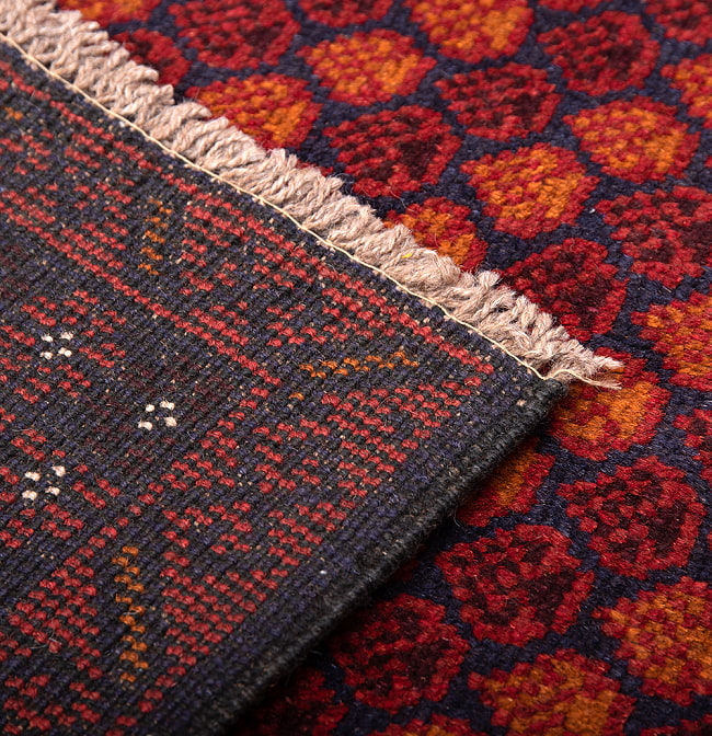 遊牧民バローチの手織り絨毯【約147cm x 86cm】 10 - 裏面はこのような感じになっています