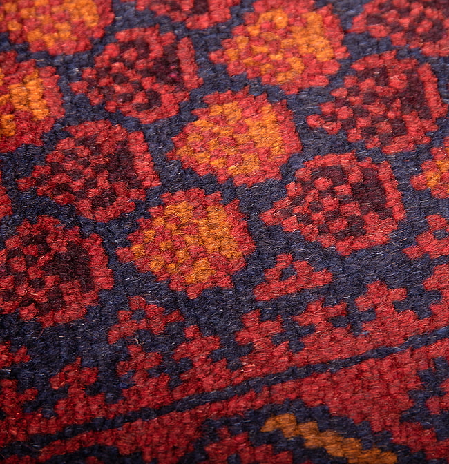 遊牧民バローチの手織り絨毯【約147cm x 86cm】 7 - 柄を拡大してみました