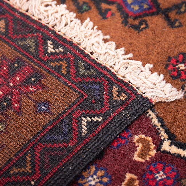 遊牧民バローチの手織り絨毯【約186cm x 100cm】 11 - 裏面はこのような感じになっています