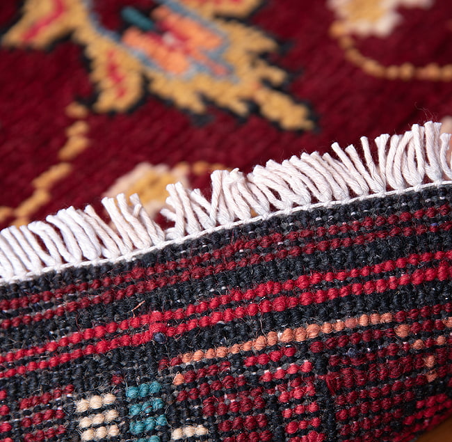 【一点物】パシュトゥンの手織り絨毯 - 98cm x 53cm 11 - 裏面です。手織りなのがわかります