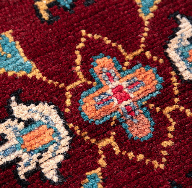 【一点物】パシュトゥンの手織り絨毯 - 98cm x 53cm 9 - アップにしました