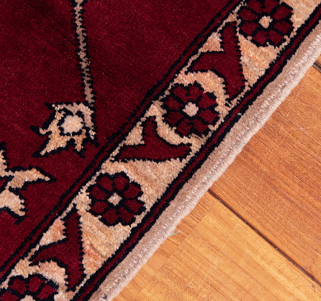 【一点物】パシュトゥンの手織り絨毯 - 83cm x 60cm 8 - フリンジの部分です