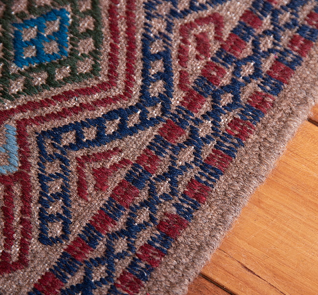 【一点物】バルーチ　カル・ムハマディ族　遊牧民による草木染め手織りトライバルキリム 平織り - 約97cm x 57cm 10 - 柄をアップにしました