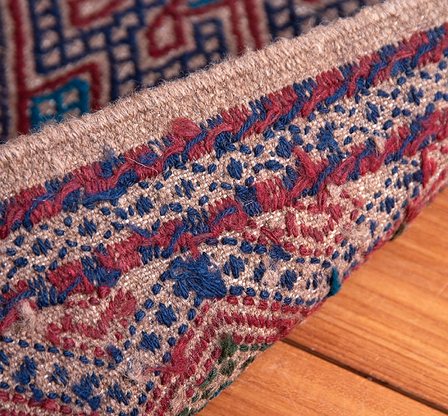 【一点物】バルーチ　カル・ムハマディ族　遊牧民による草木染め手織りトライバルキリム 平織り - 約97cm x 57cm 13 - 裏面です。手織りなのがわかります