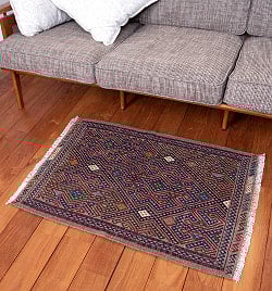 【一点物】バルーチ　カル・ムハマディ族　遊牧民による草木染め手織りトライバルキリム 平織り - 約97cm x 57cm - サブ4