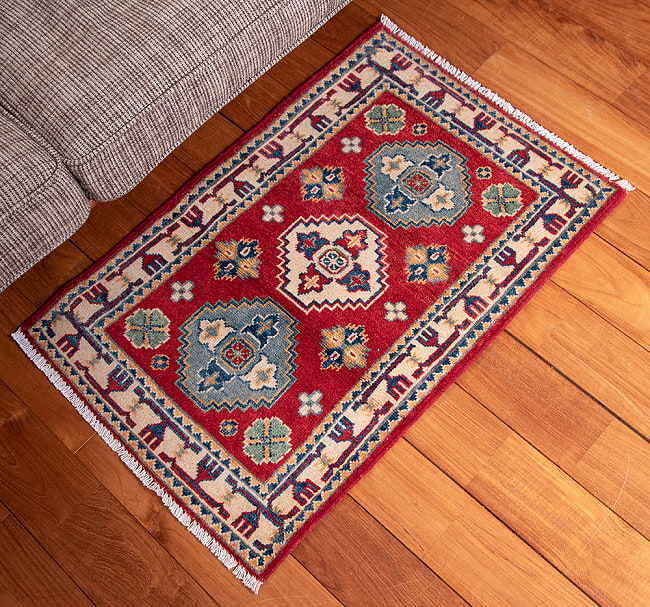 【一点物】パシュトゥンの手織り絨毯 - 99cm x 56cm 15 - 全体写真です