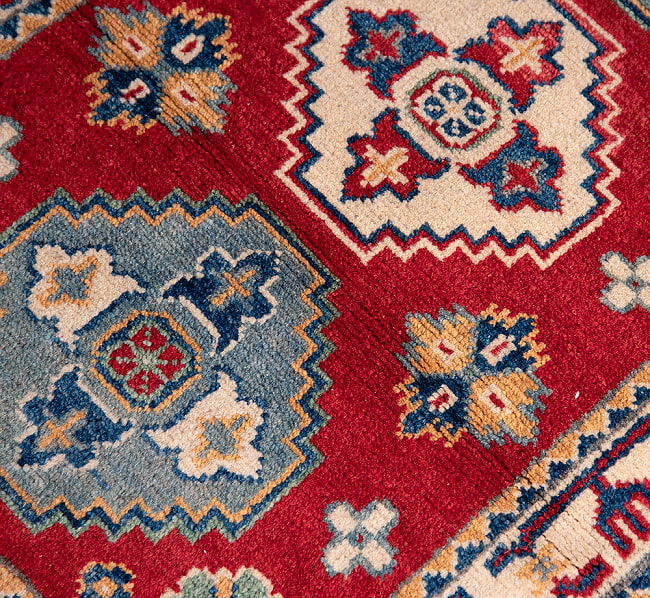 【一点物】パシュトゥンの手織り絨毯 - 99cm x 56cm 8 - 拡大してみました