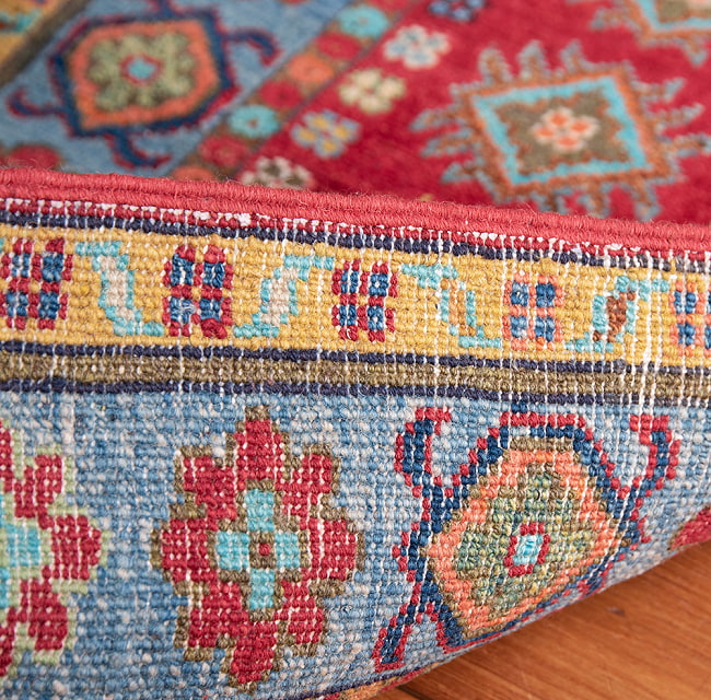 【一点物】パシュトゥンの手織り絨毯 - 100cm x 58cm 12 - 裏面です。手織りなのがわかります