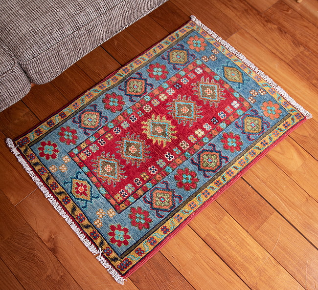 【一点物】パシュトゥンの手織り絨毯 - 100cm x 58cm 14 - 全体写真です