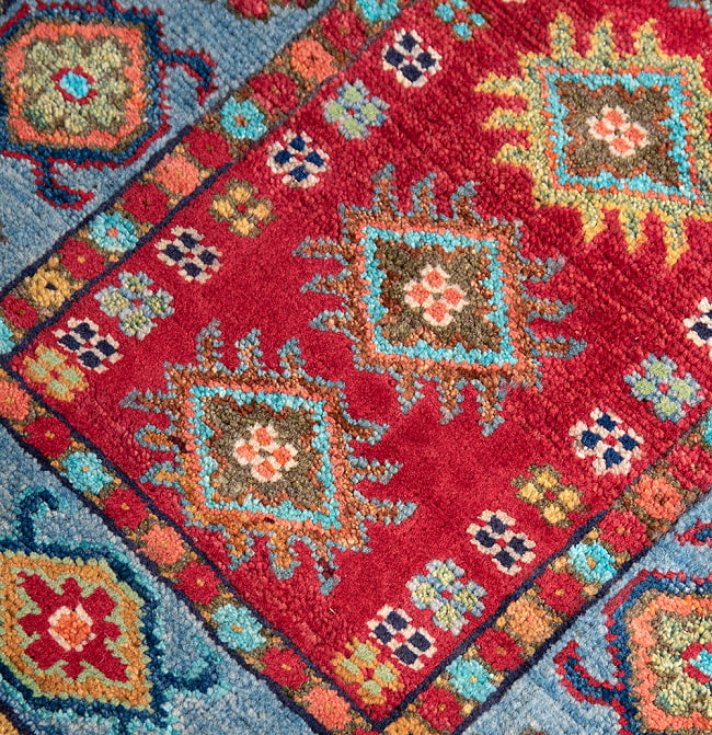 【一点物】パシュトゥンの手織り絨毯 - 100cm x 58cm 9 - 拡大してみました