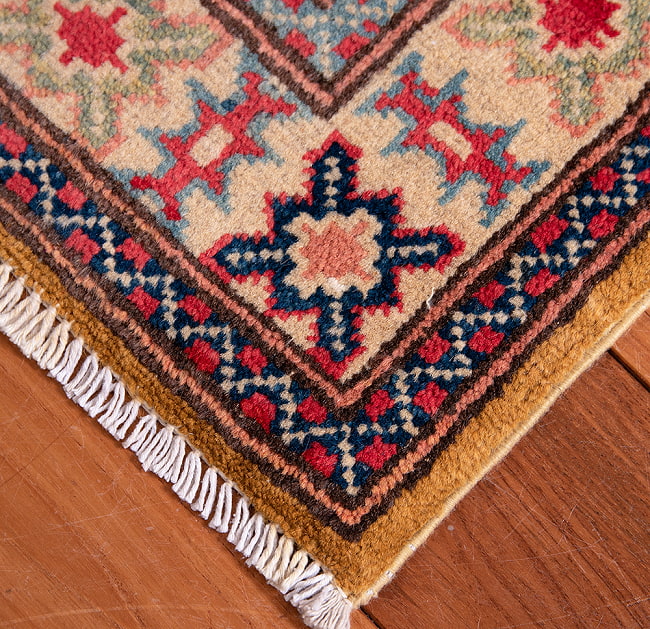 【一点物】パシュトゥンの手織り絨毯 - 90cm x 60cm 11 - フリンジの部分です