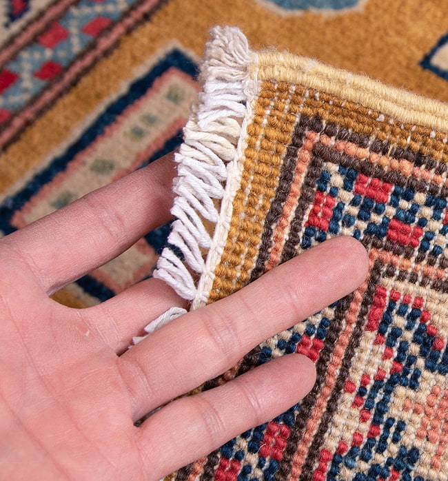 【一点物】パシュトゥンの手織り絨毯 - 90cm x 60cm 13 - 裏面です。手織りなのがわかります