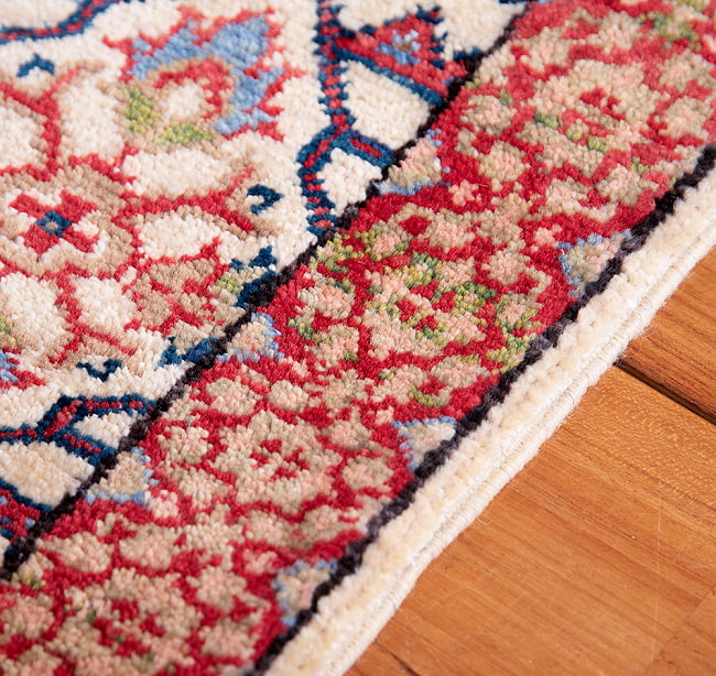 【一点物】パシュトゥンの手織り絨毯 - 86cm x 62cm 12 - フリンジの部分です