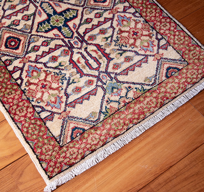 【一点物】パシュトゥンの手織り絨毯 - 86cm x 62cm 7 - アップにしました