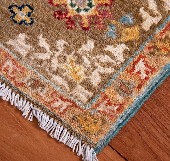 【一点物】パシュトゥンの手織り絨毯 - 90cm x 60cm 10 - フリンジの部分です