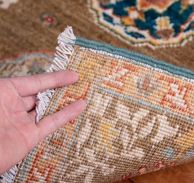 【一点物】パシュトゥンの手織り絨毯 - 90cm x 60cm 12 - 裏面です。手織りなのがわかります