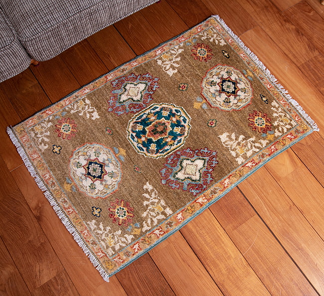 【一点物】パシュトゥンの手織り絨毯 - 90cm x 60cm 15 - 全体写真です