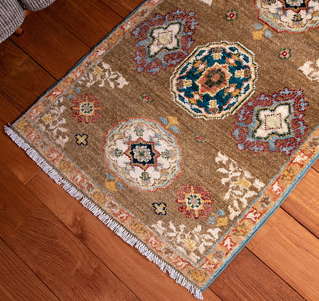 【一点物】パシュトゥンの手織り絨毯 - 90cm x 60cm 7 - アップにしました