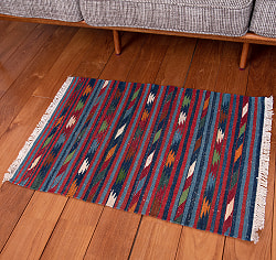 【一点物】バルーチ　カル・ムハマディ族　遊牧民による草木染め手織りトライバルキリム 平織り - 約103cm x 60cm - サブ4