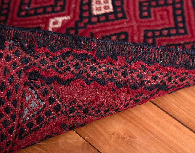 【一点物】メイマネ バルーチ　カル・ムハマディ族　遊牧民による草木染め手織りトライバルキリム 平織り - 約72cm x 48cm 13 - 裏面です。手織りなのがわかります