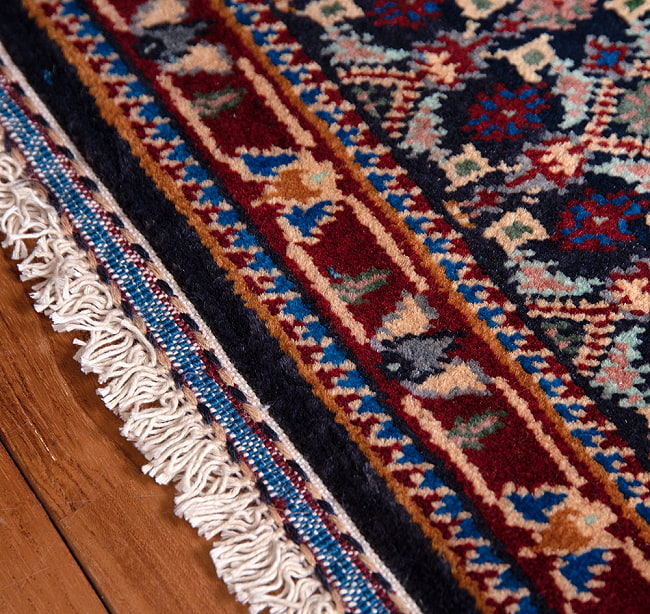 【一点物】パシュトゥンの手織り絨毯 - 66cm x 48cm 10 - フリンジの部分です
