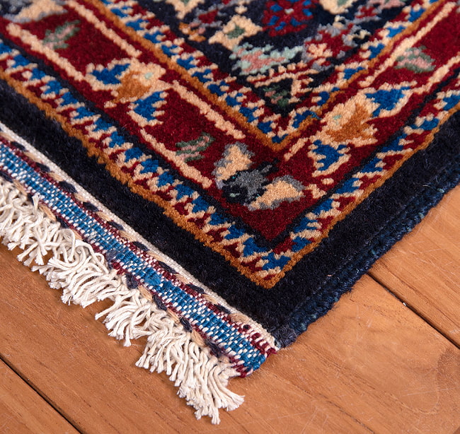 【一点物】パシュトゥンの手織り絨毯 - 66cm x 48cm 11 - フリンジの部分です
