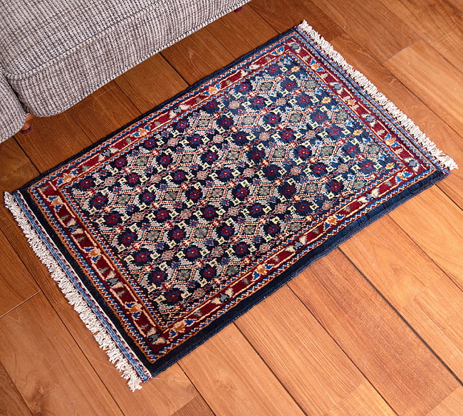 【一点物】パシュトゥンの手織り絨毯 - 66cm x 48cm 16 - 全体写真です