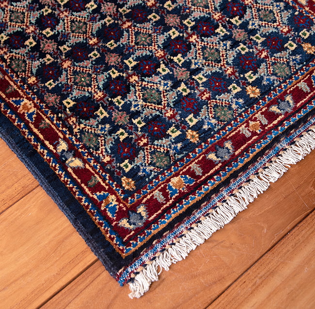 【一点物】パシュトゥンの手織り絨毯 - 66cm x 48cm 7 - アップにしました